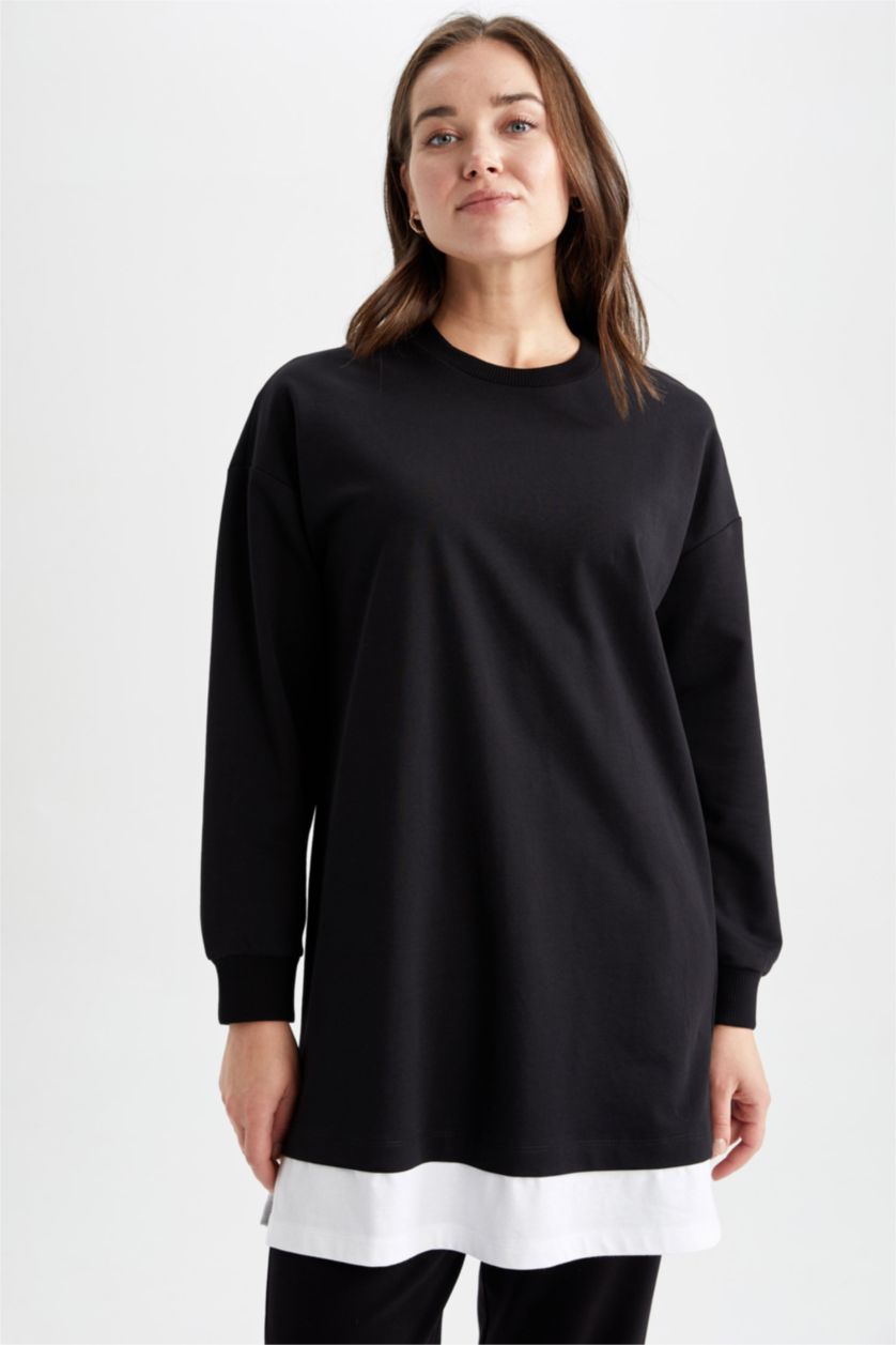 WOMAN Black Relax Fit Crew Neck Sweatshirt Tunic