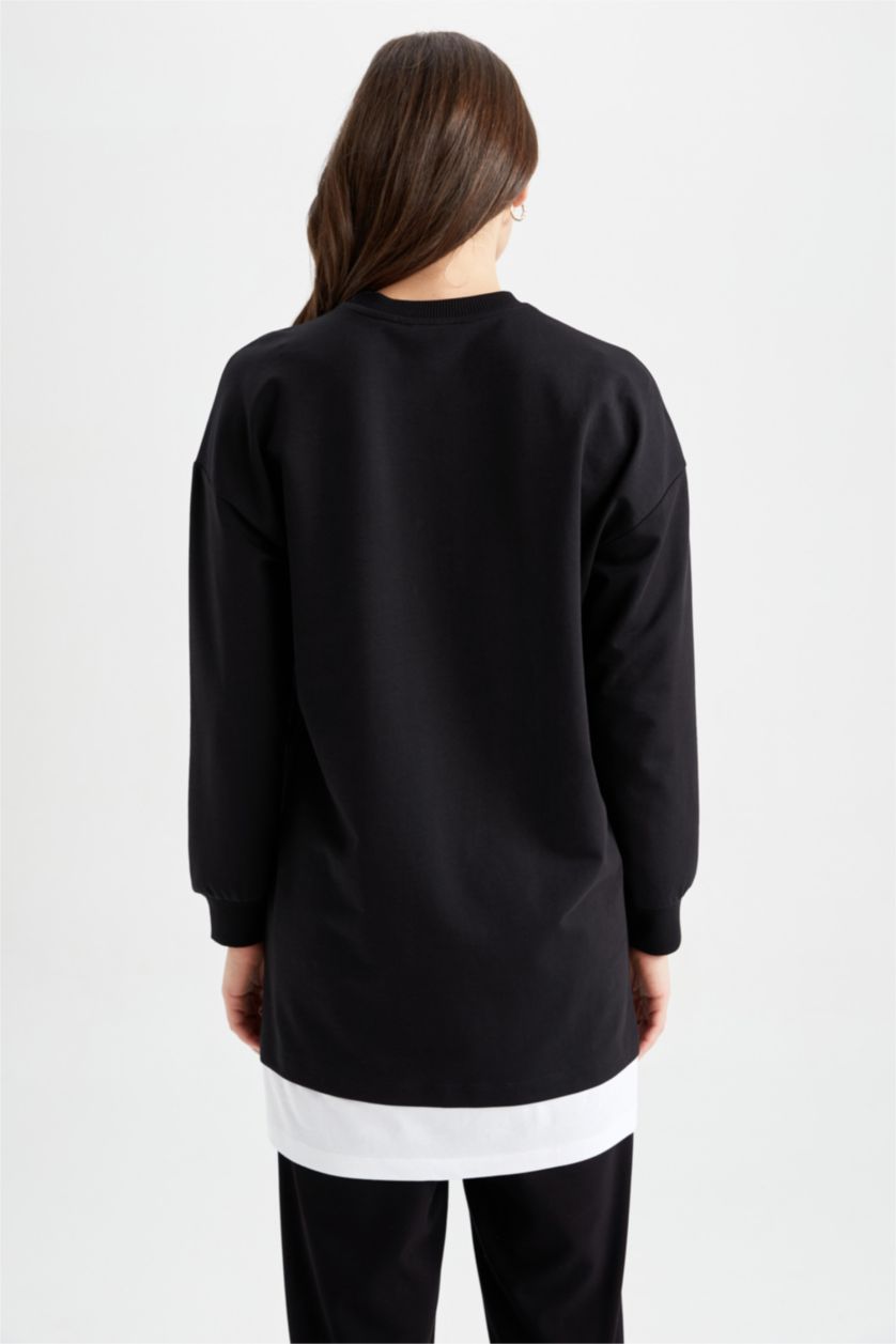 WOMAN Black Relax Fit Crew Neck Sweatshirt Tunic