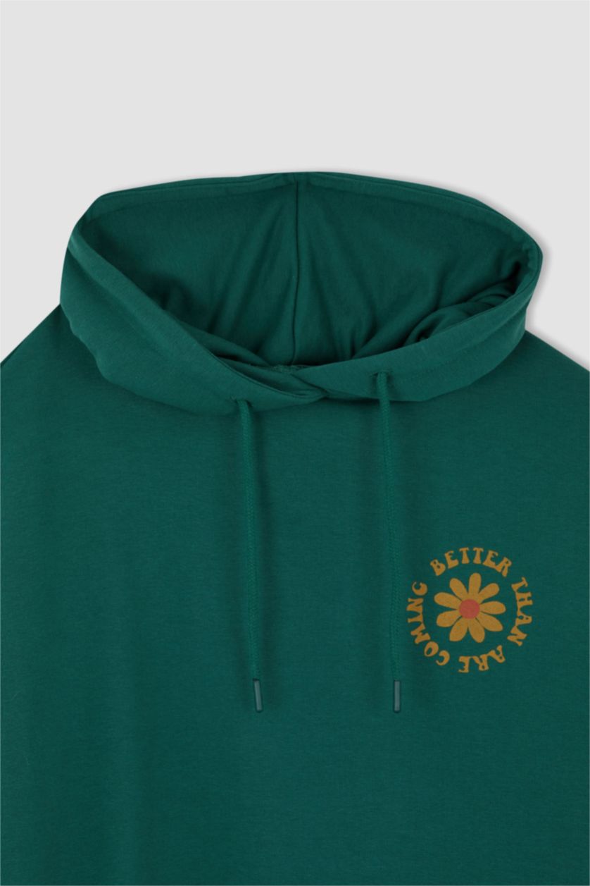 FEMME Vert Foncé Sweat-Shirt Tunique Coupe Ample À Col Rond İmprimé