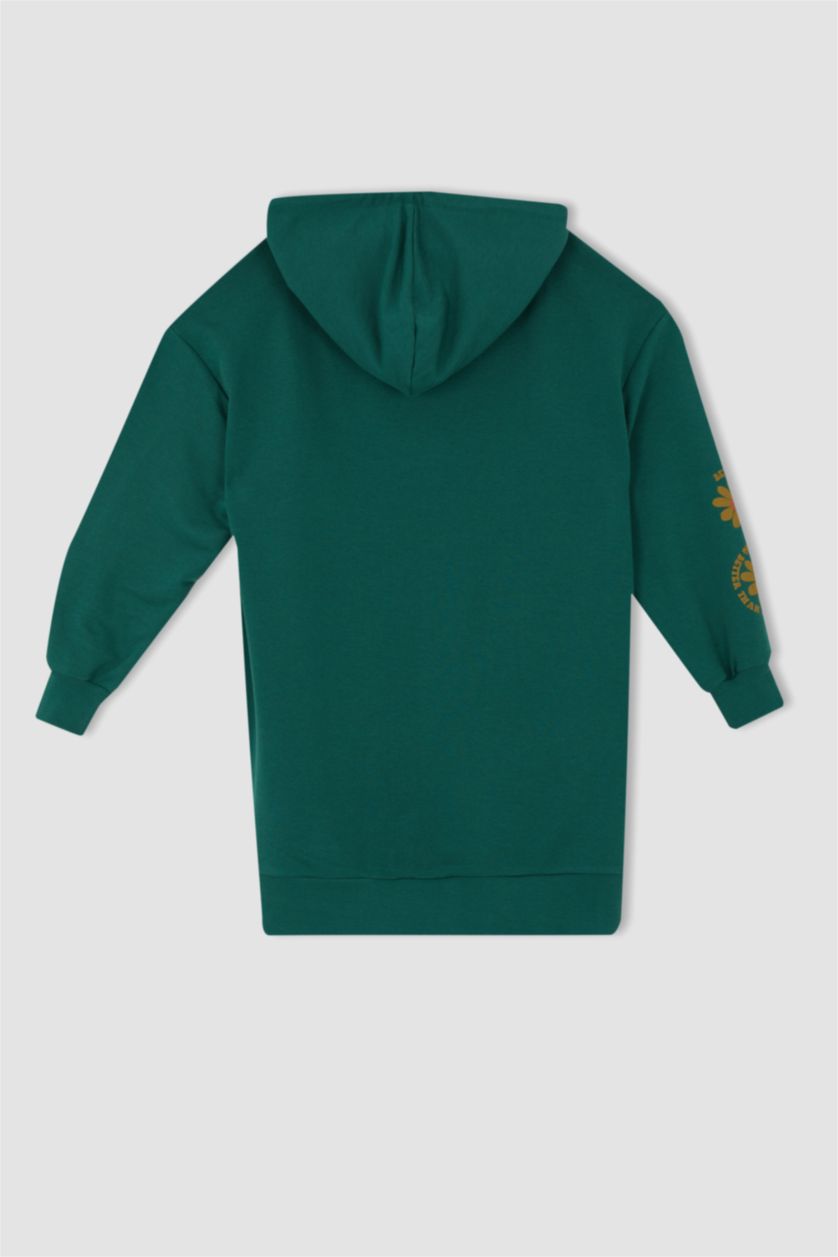 FEMME Vert Foncé Sweat-Shirt Tunique Coupe Ample À Col Rond İmprimé