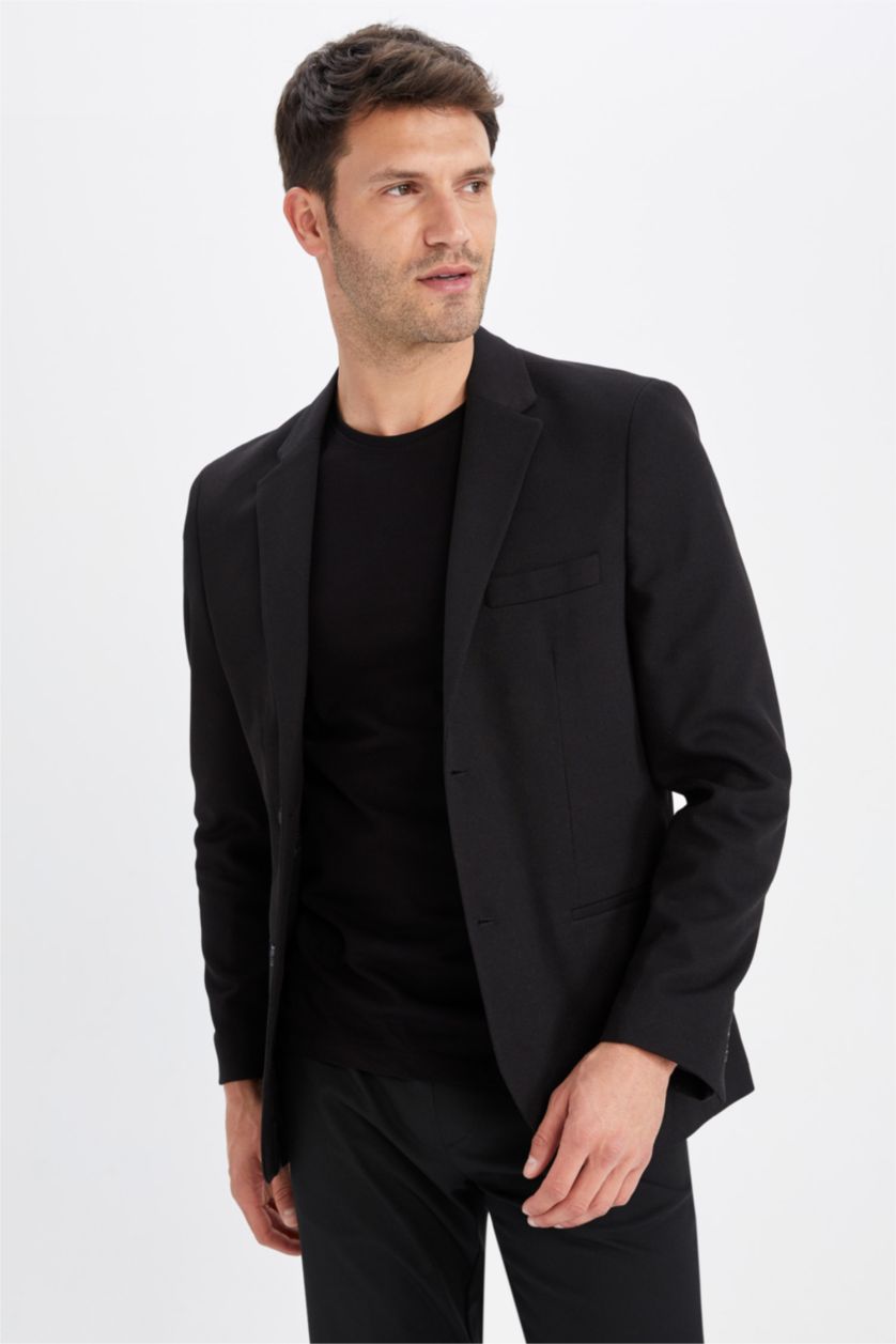 Erkek Siyah Slım Fıt Blazer Ceket