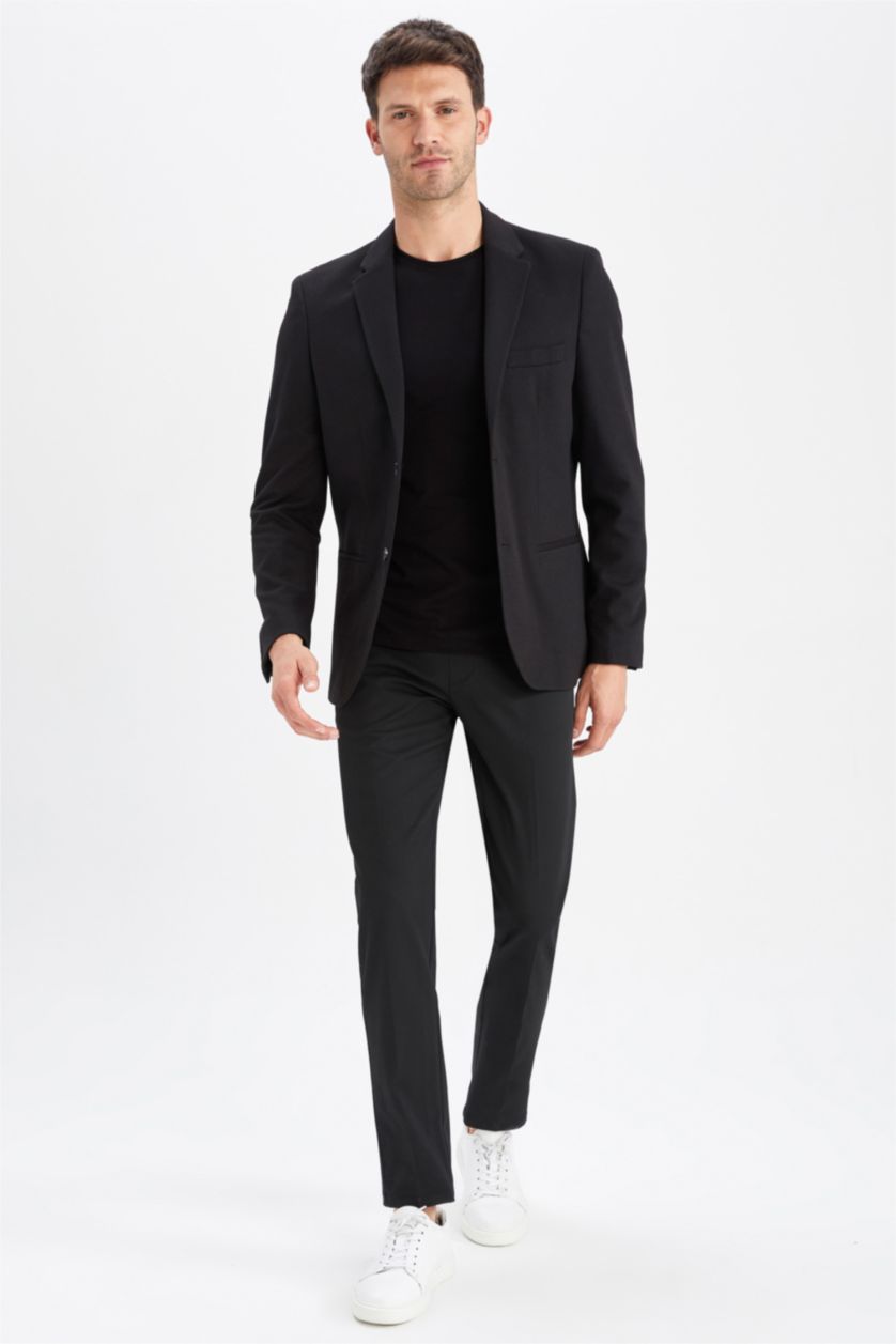 Erkek Siyah Slım Fıt Blazer Ceket