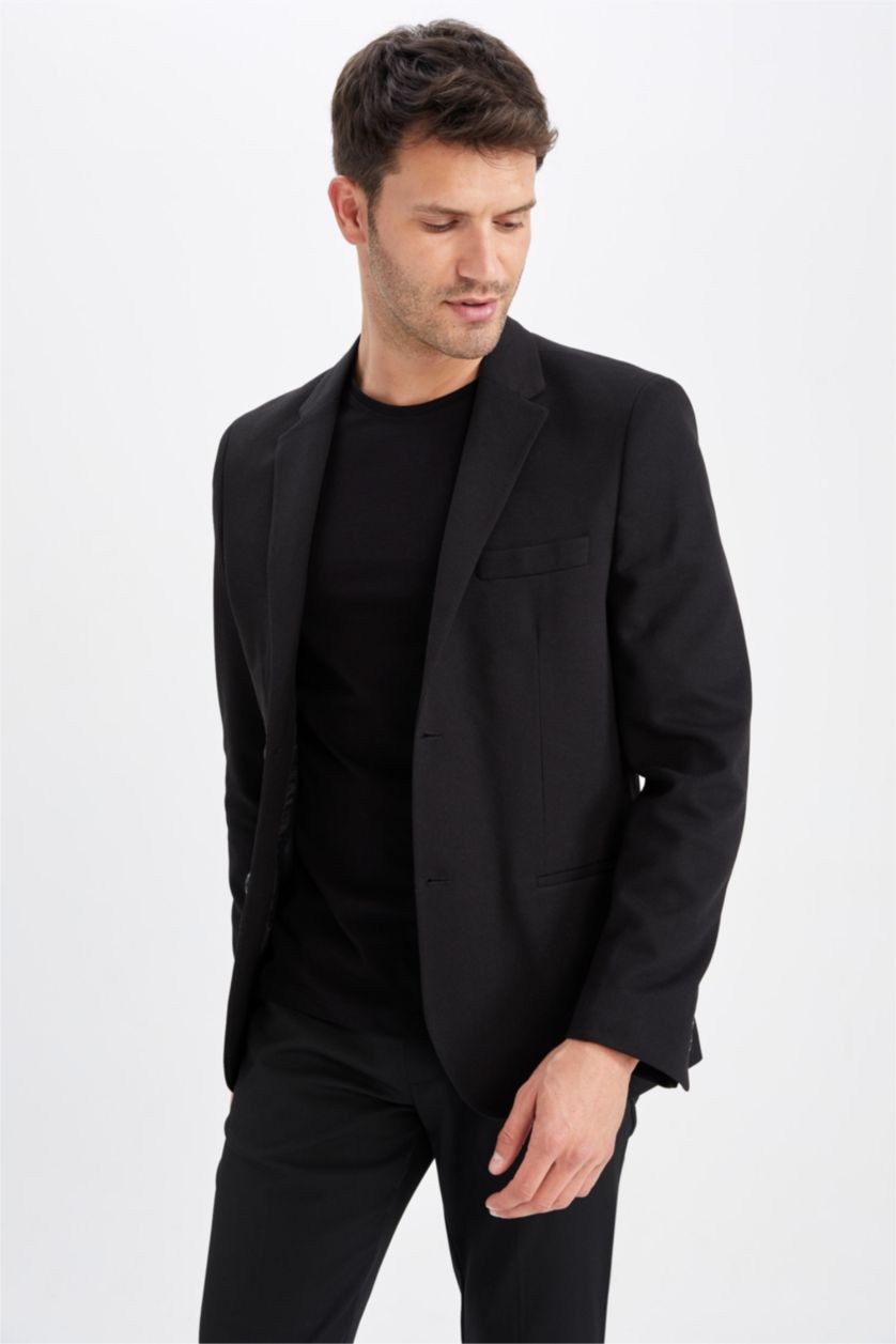 Erkek Siyah Slım Fıt Blazer Ceket