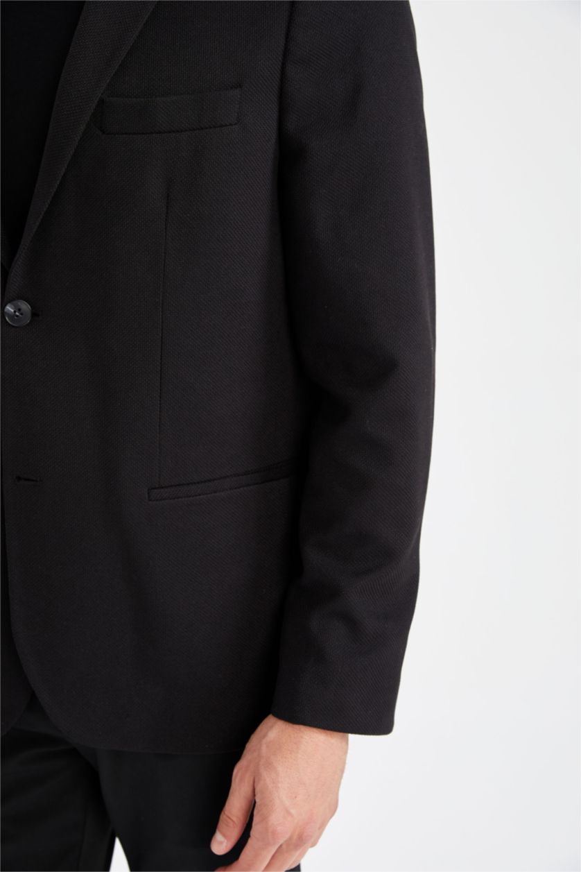 Erkek Siyah Slım Fıt Blazer Ceket