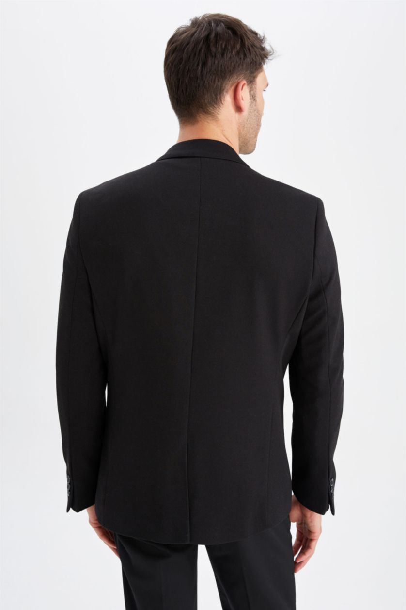 Erkek Siyah Slım Fıt Blazer Ceket