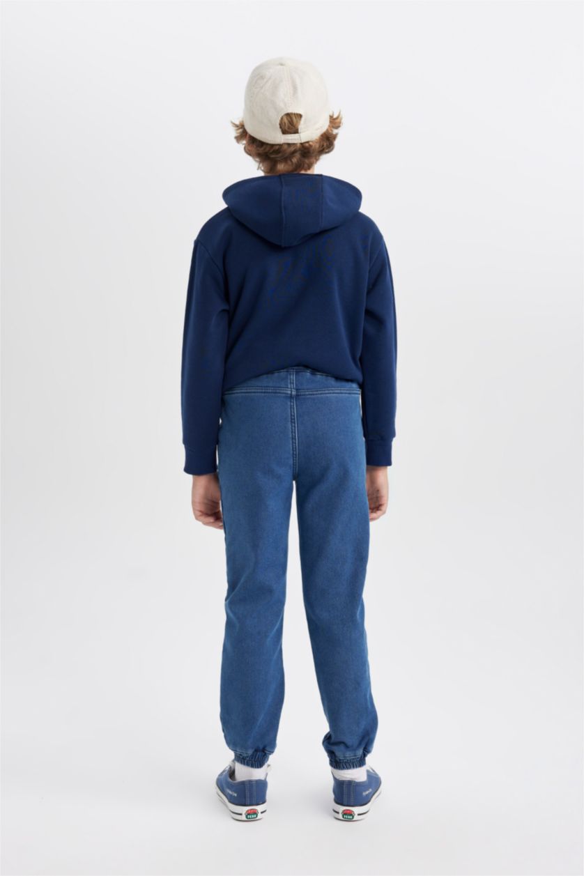 BOYS & TEENS Dark Blue Boy Jogger Elastic Banded Leg Fleece Lined Jeans