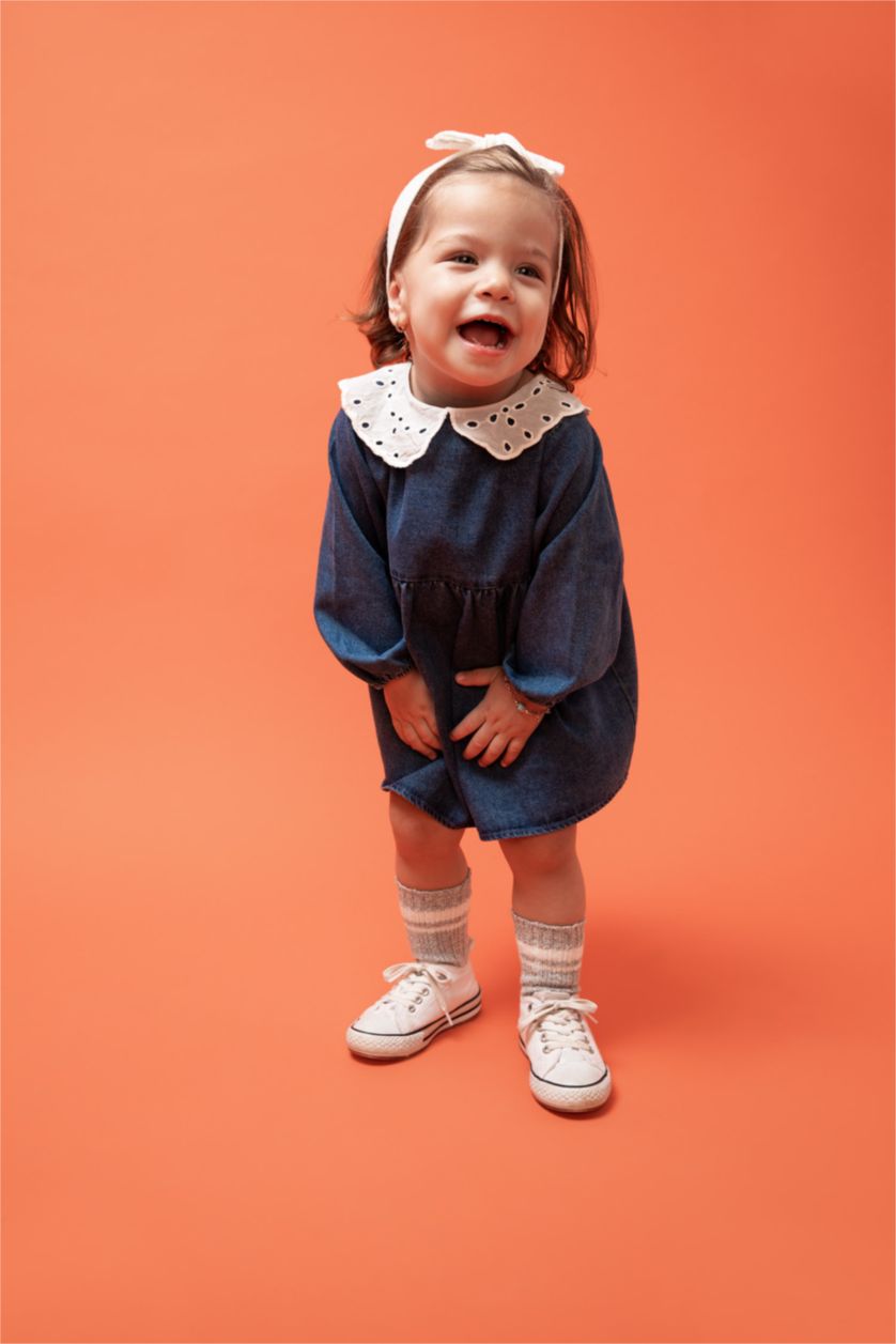 Baby Girl Light Blue Regular Fit Long Sleeve Dress