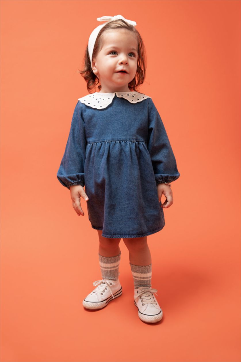 Baby Girl Light Blue Regular Fit Long Sleeve Dress