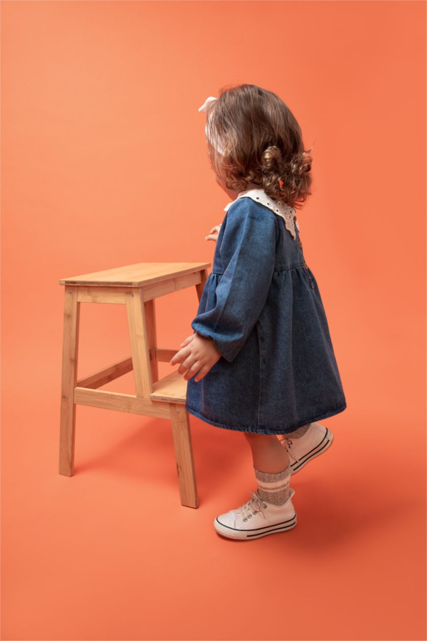 Baby Girl Light Blue Regular Fit Long Sleeve Dress