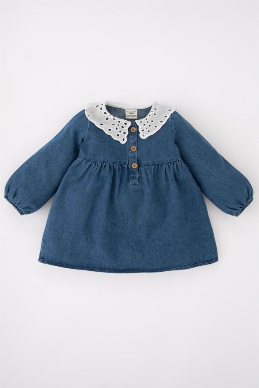 Baby Girl Light Blue Regular Fit Long Sleeve Dress