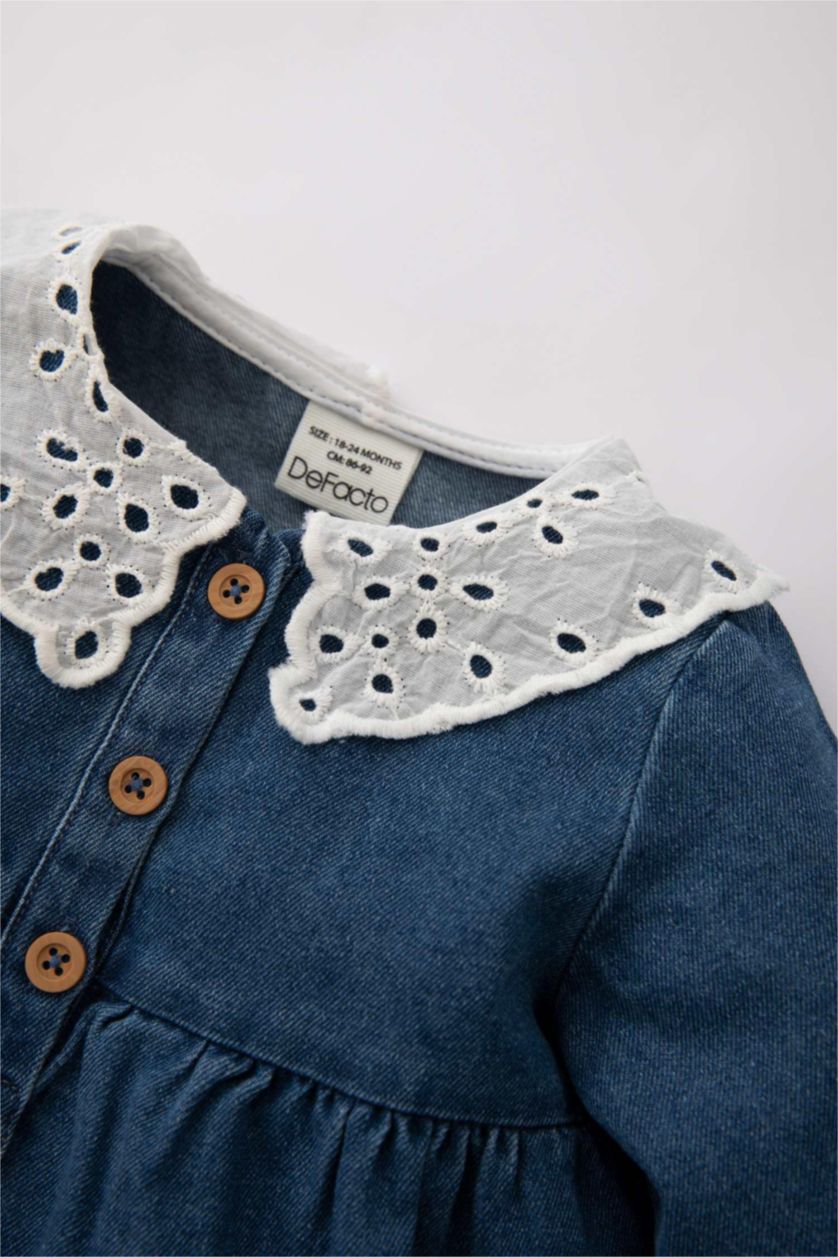 Baby Girl Light Blue Regular Fit Long Sleeve Dress