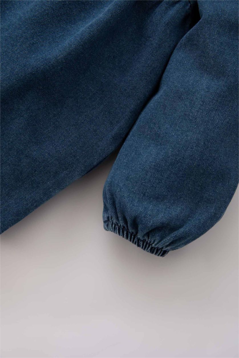 Baby Girl Light Blue Regular Fit Long Sleeve Dress