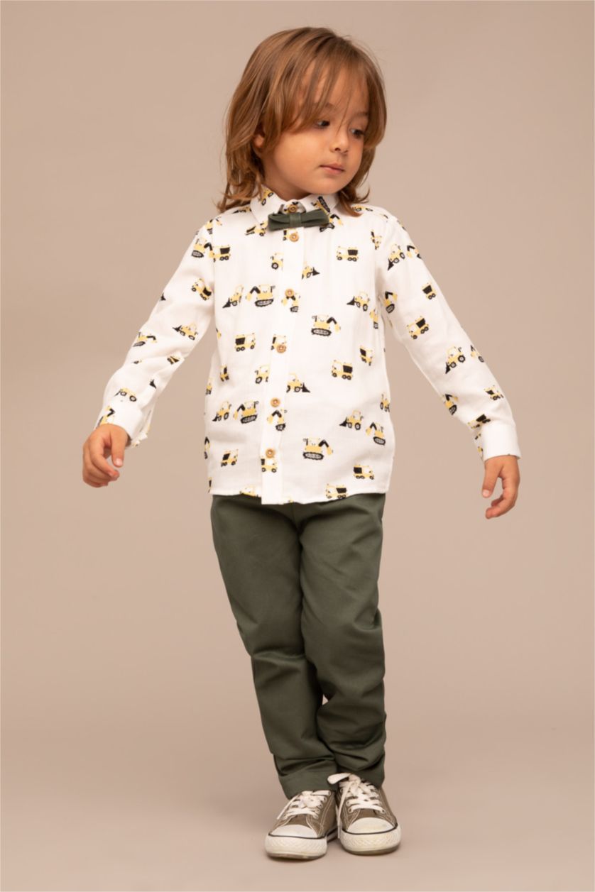 BÉBÉ GARÇON Écru Pantalon chemise à manches longues à motifs coupe régulière bébé garçon costume en sergé