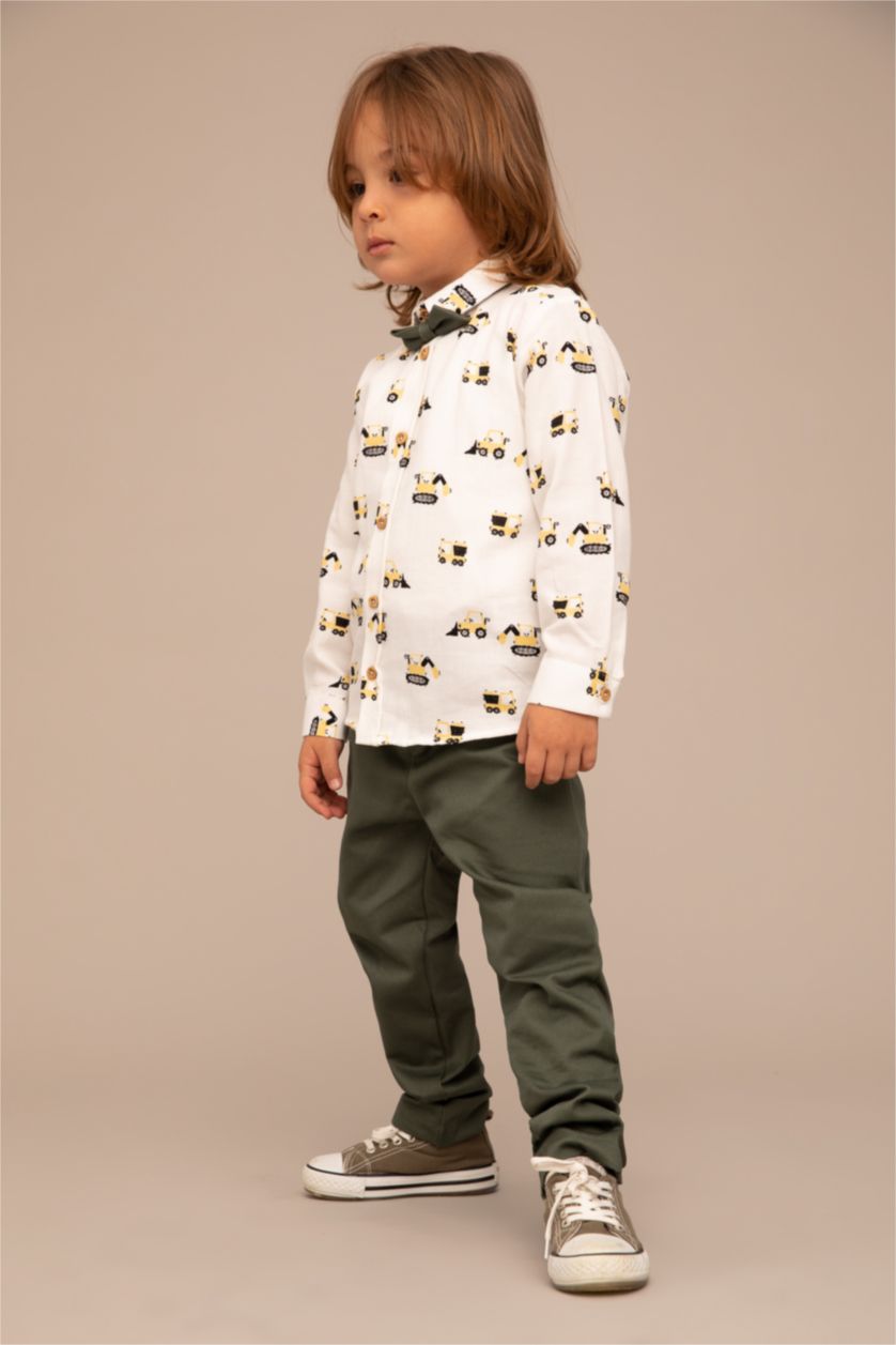 BÉBÉ GARÇON Écru Pantalon chemise à manches longues à motifs coupe régulière bébé garçon costume en sergé