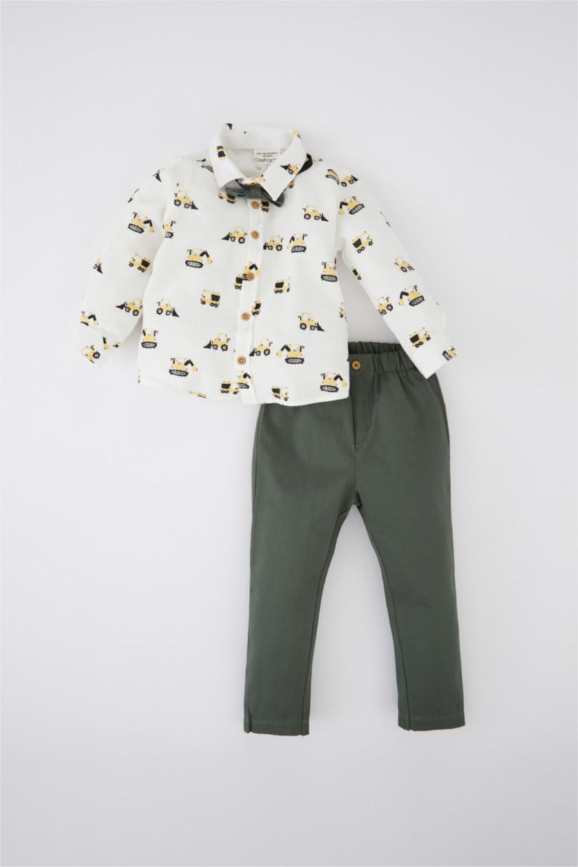 BÉBÉ GARÇON Écru Pantalon chemise à manches longues à motifs coupe régulière bébé garçon costume en sergé