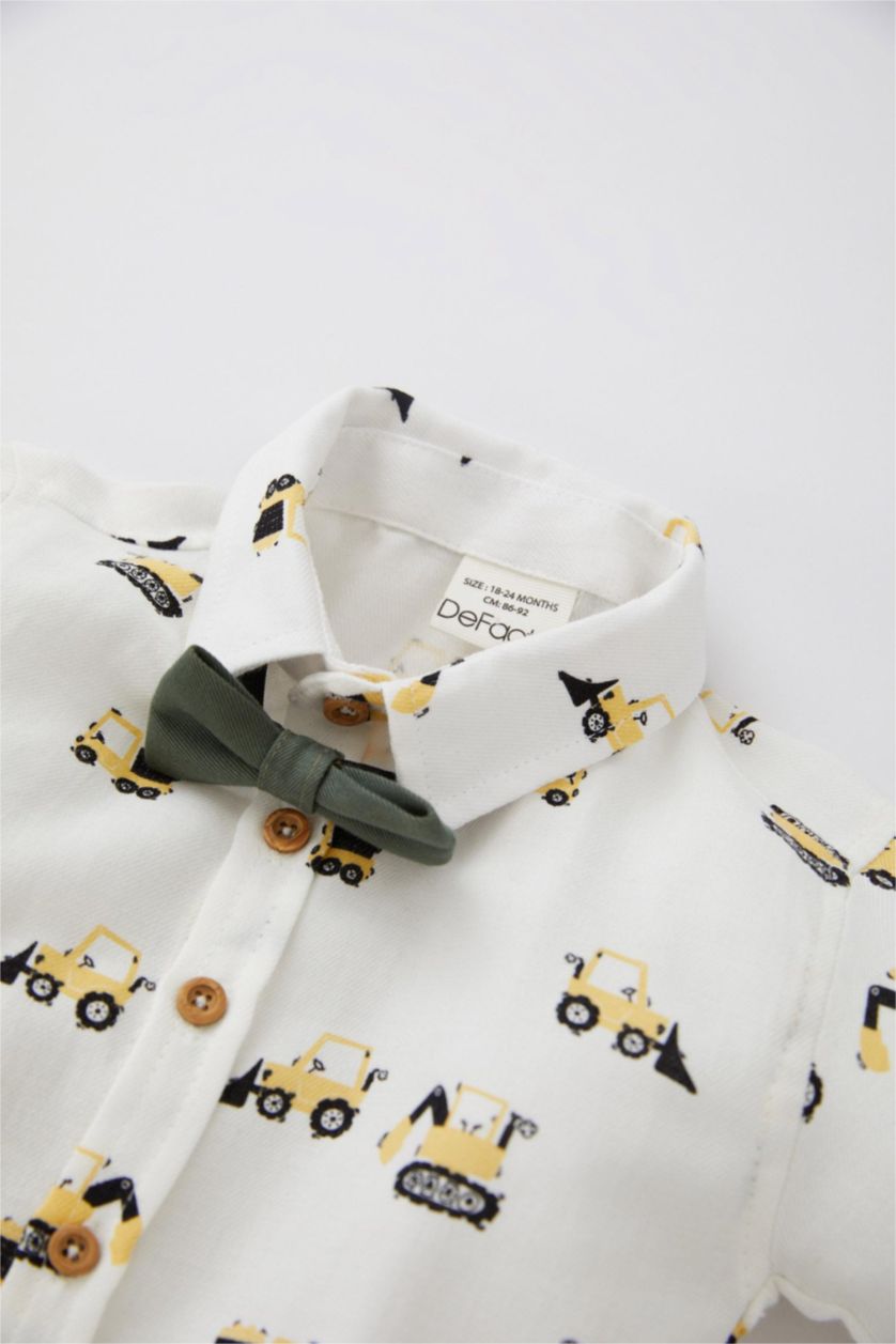 BÉBÉ GARÇON Écru Pantalon chemise à manches longues à motifs coupe régulière bébé garçon costume en sergé