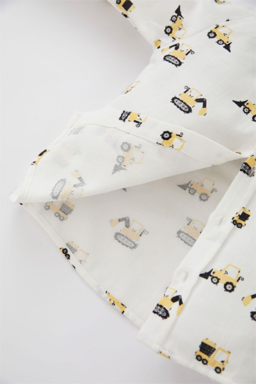 BÉBÉ GARÇON Écru Pantalon chemise à manches longues à motifs coupe régulière bébé garçon costume en sergé