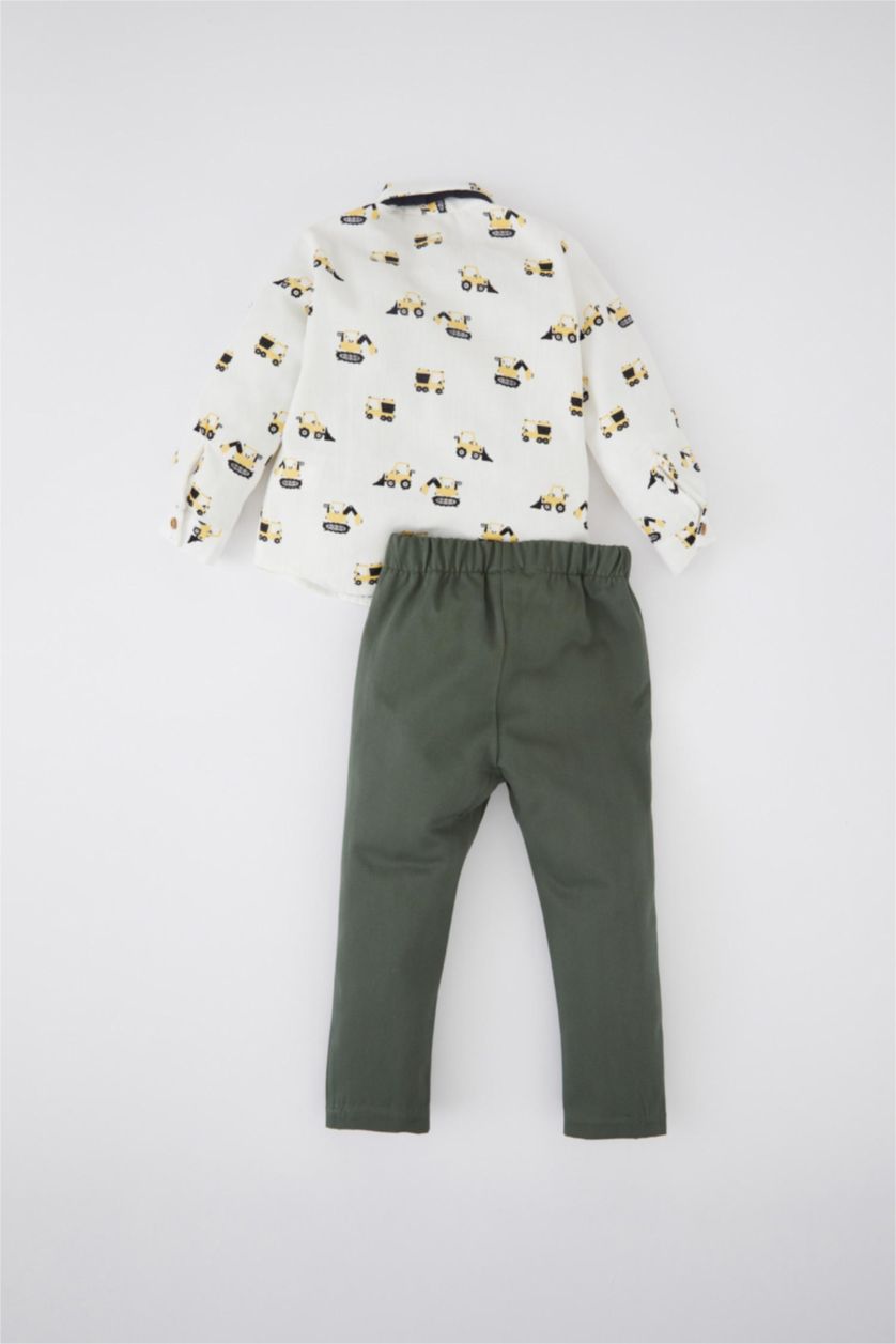 BÉBÉ GARÇON Écru Pantalon chemise à manches longues à motifs coupe régulière bébé garçon costume en sergé