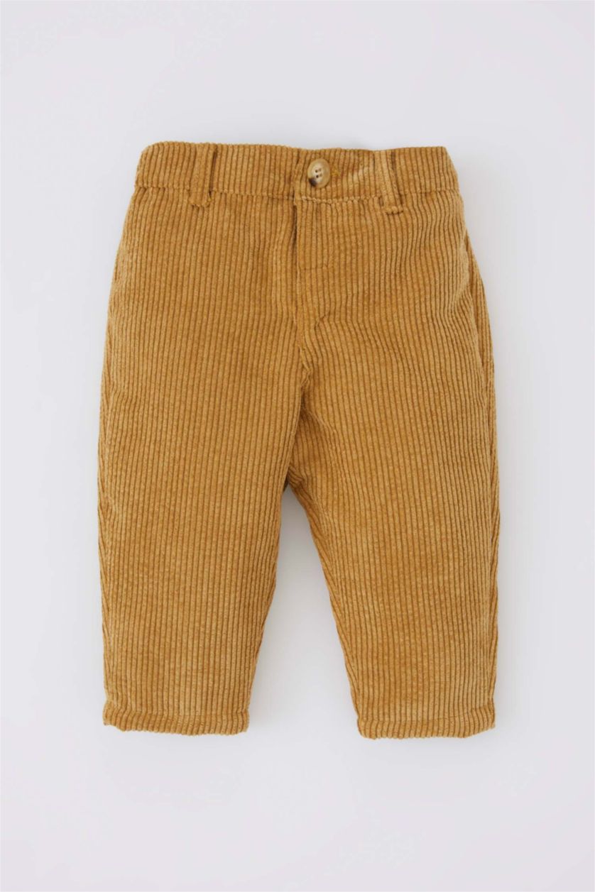 BÉBÉ GARÇON Beige Pantalon Velours Côtelé Coupe Régulière