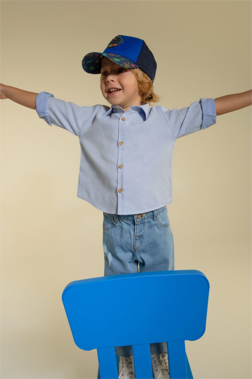 BÉBÉ GARÇON BLEU Clair Chemises à manches longues Oxford Col De Chemise Manche Longue