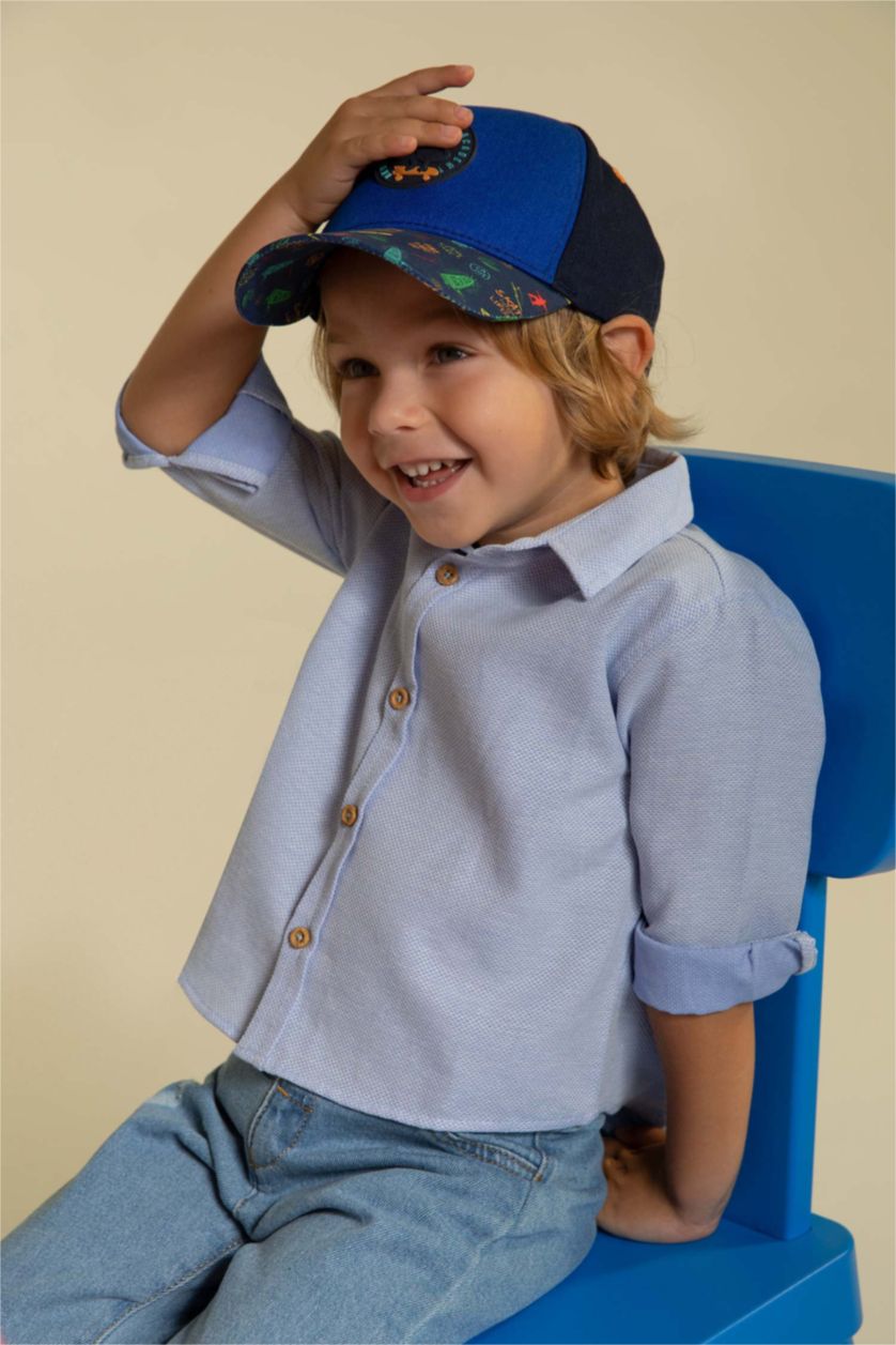 BÉBÉ GARÇON BLEU Clair Chemises à manches longues Oxford Col De Chemise Manche Longue