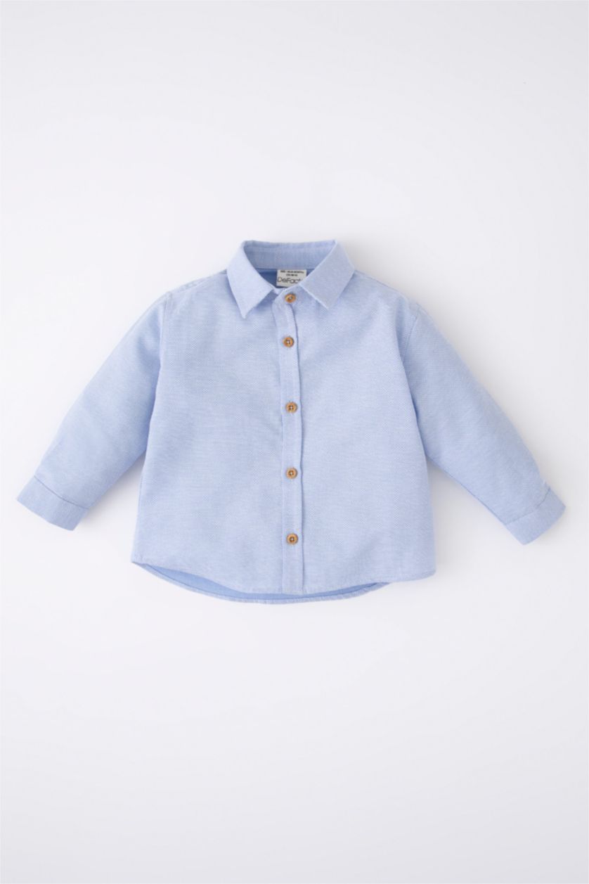 BÉBÉ GARÇON BLEU Clair Chemises à manches longues Oxford Col De Chemise Manche Longue