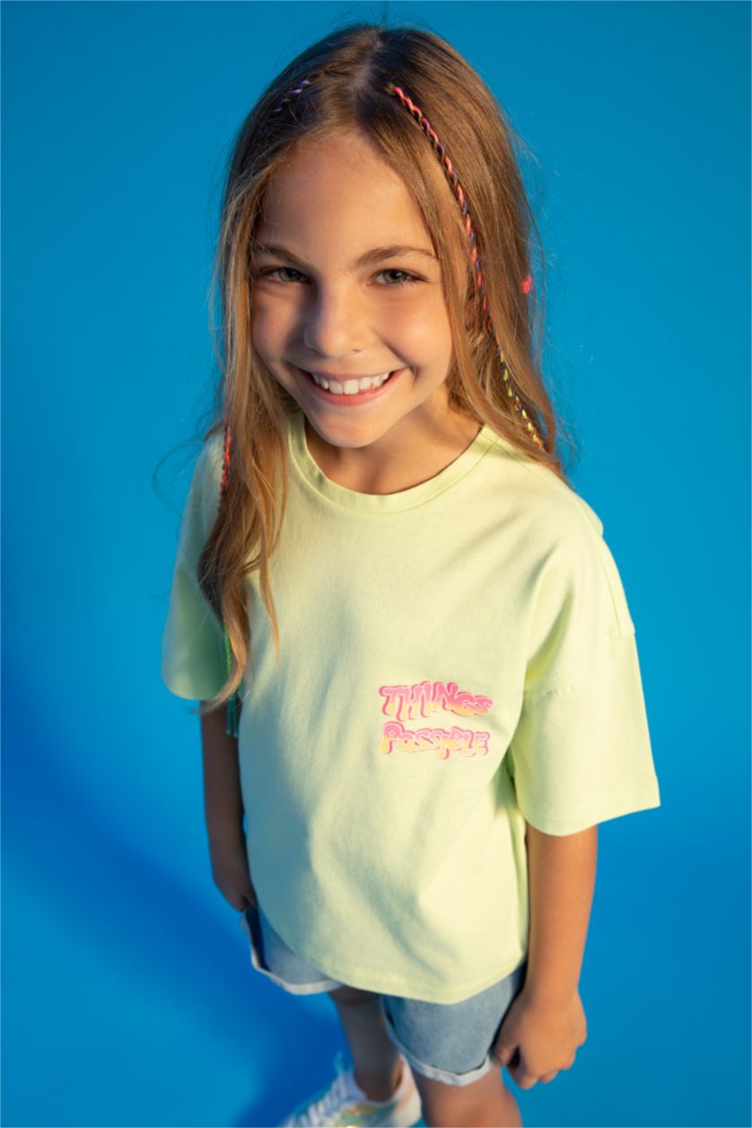 GIRLS & TEENS Mint Girl Regular Fit Short Sleeve Slogan Print T-Shirt