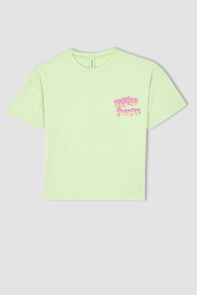 GIRLS & TEENS Mint Girl Regular Fit Short Sleeve Slogan Print T-Shirt