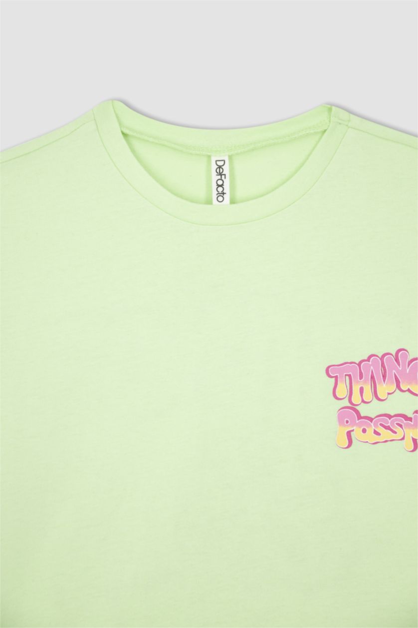 GIRLS & TEENS Mint Girl Regular Fit Short Sleeve Slogan Print T-Shirt