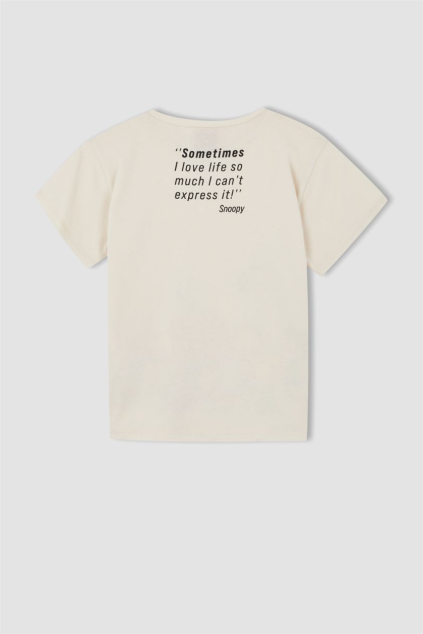 GIRLS & TEENS Beige Regular Fit Snoopy Licensed Short Sleeve T-Shirt