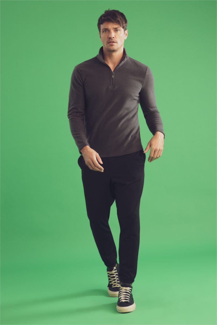 Erkek Antrasit Regular Fıt Polar Sweatshirt