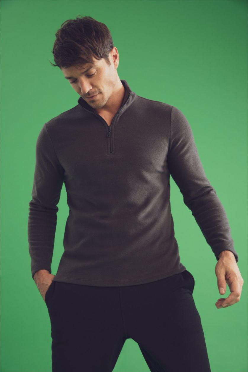 Erkek Antrasit Regular Fıt Polar Sweatshirt