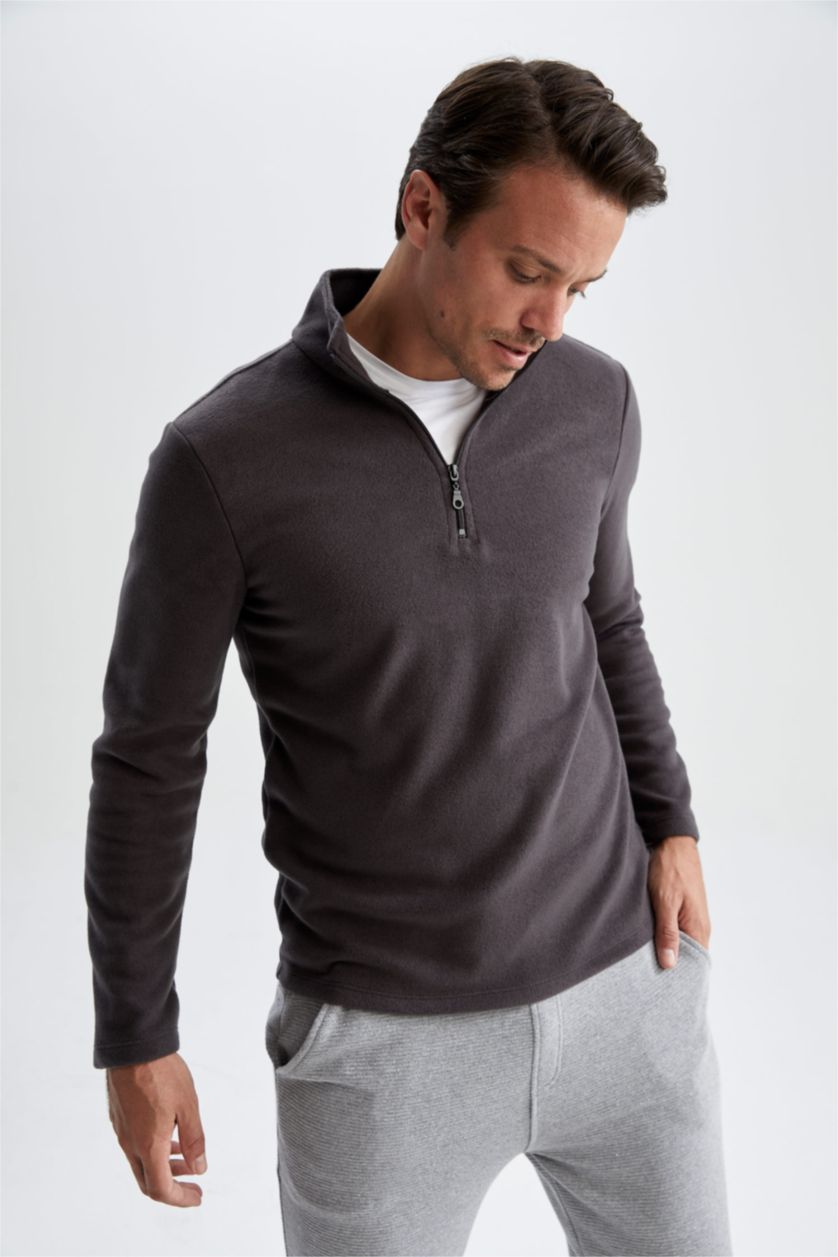 Erkek Antrasit Regular Fıt Polar Sweatshirt