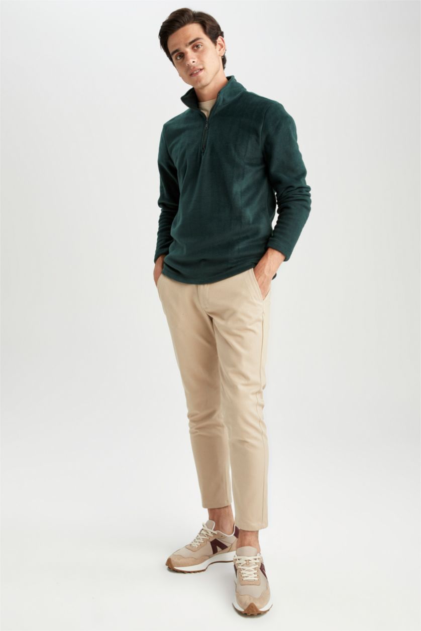 MAN Dark Green Regular Fit fleece Sweatshirt
