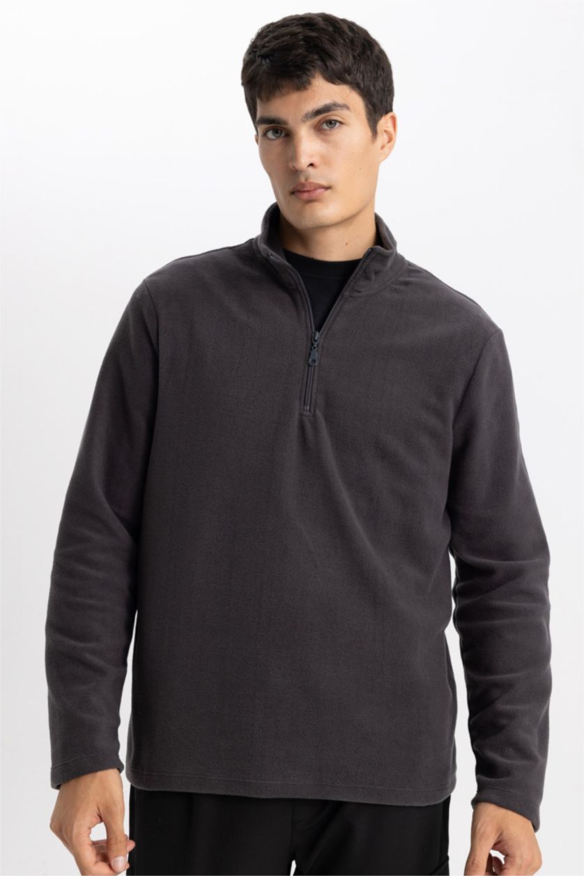 Erkek Antrasit Regular Fıt Polar Sweatshirt