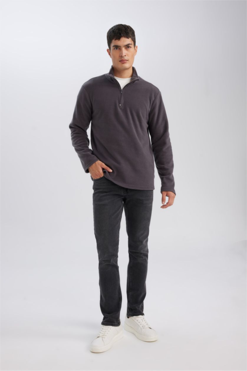 Erkek Antrasit Regular Fıt Polar Sweatshirt