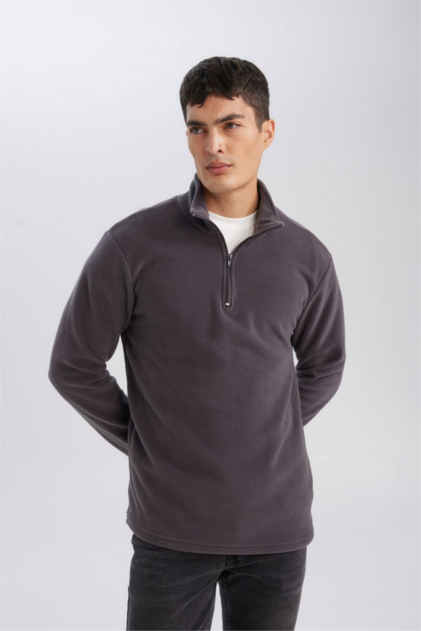 Erkek Antrasit Regular Fıt Polar Sweatshirt