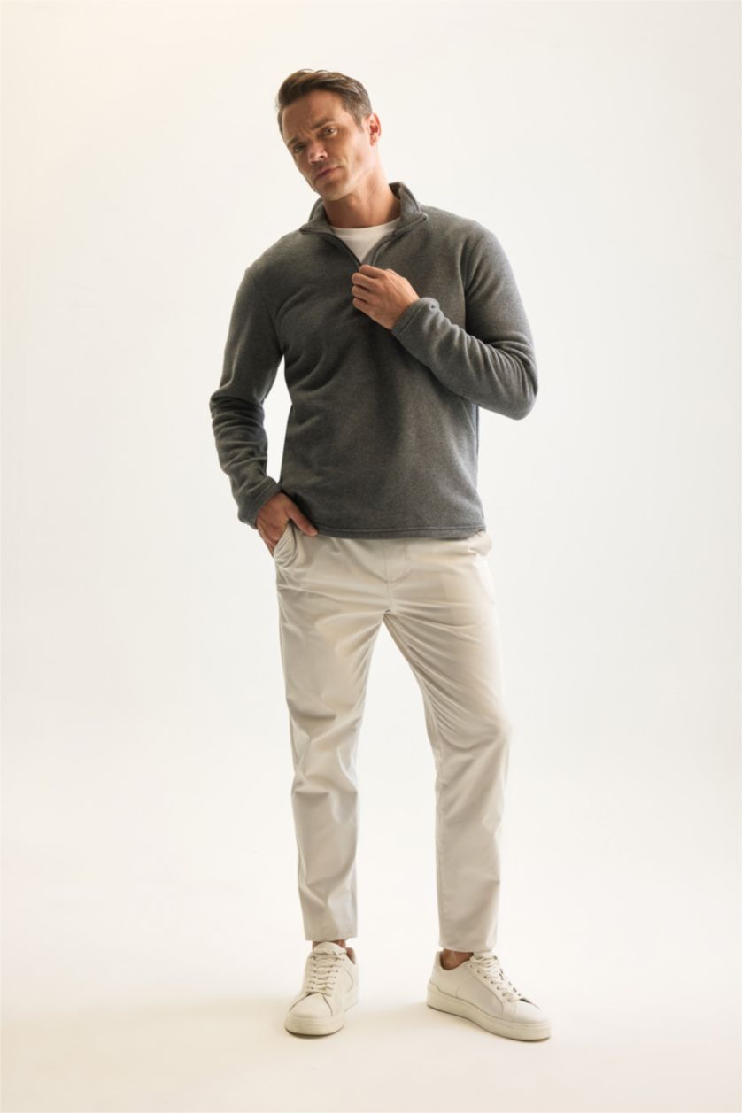 Erkek Antasit Melanj Regular Fıt Polar Sweatshirt