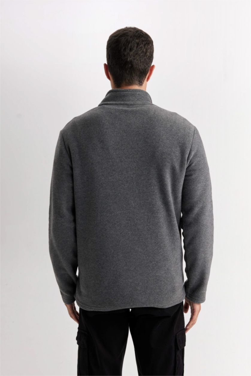 Erkek Antasit Melanj Regular Fıt Polar Sweatshirt