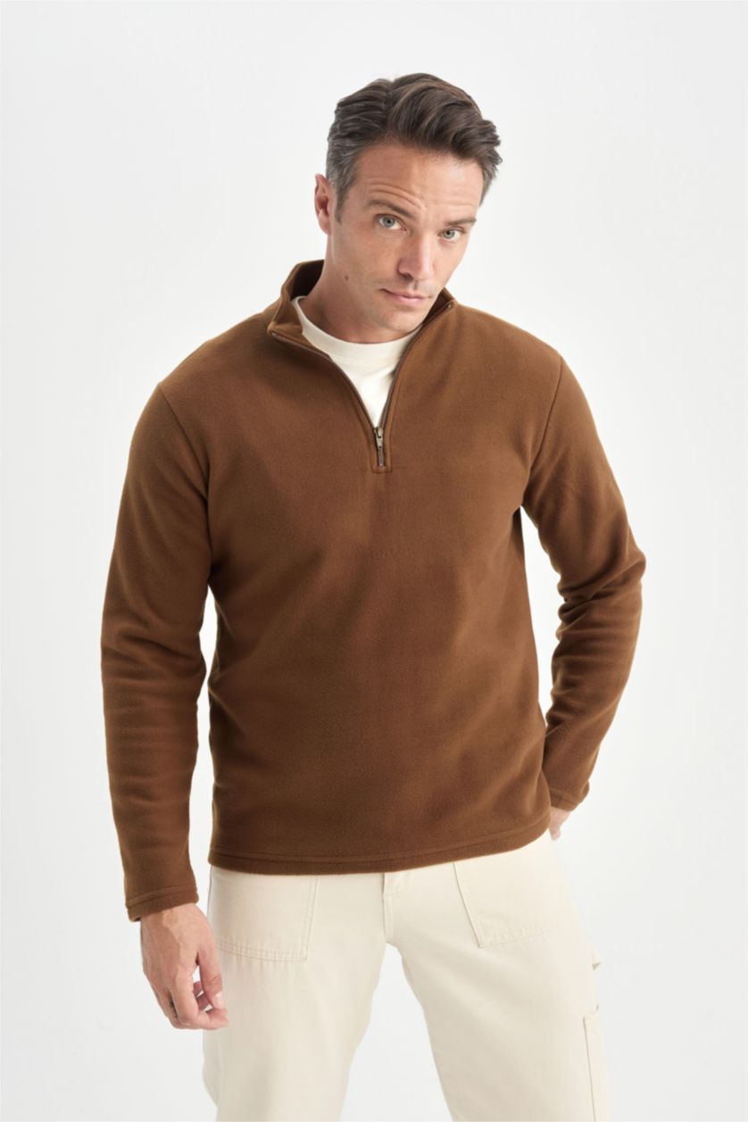 Men Brown Regular Fit fleece Sweatshirt