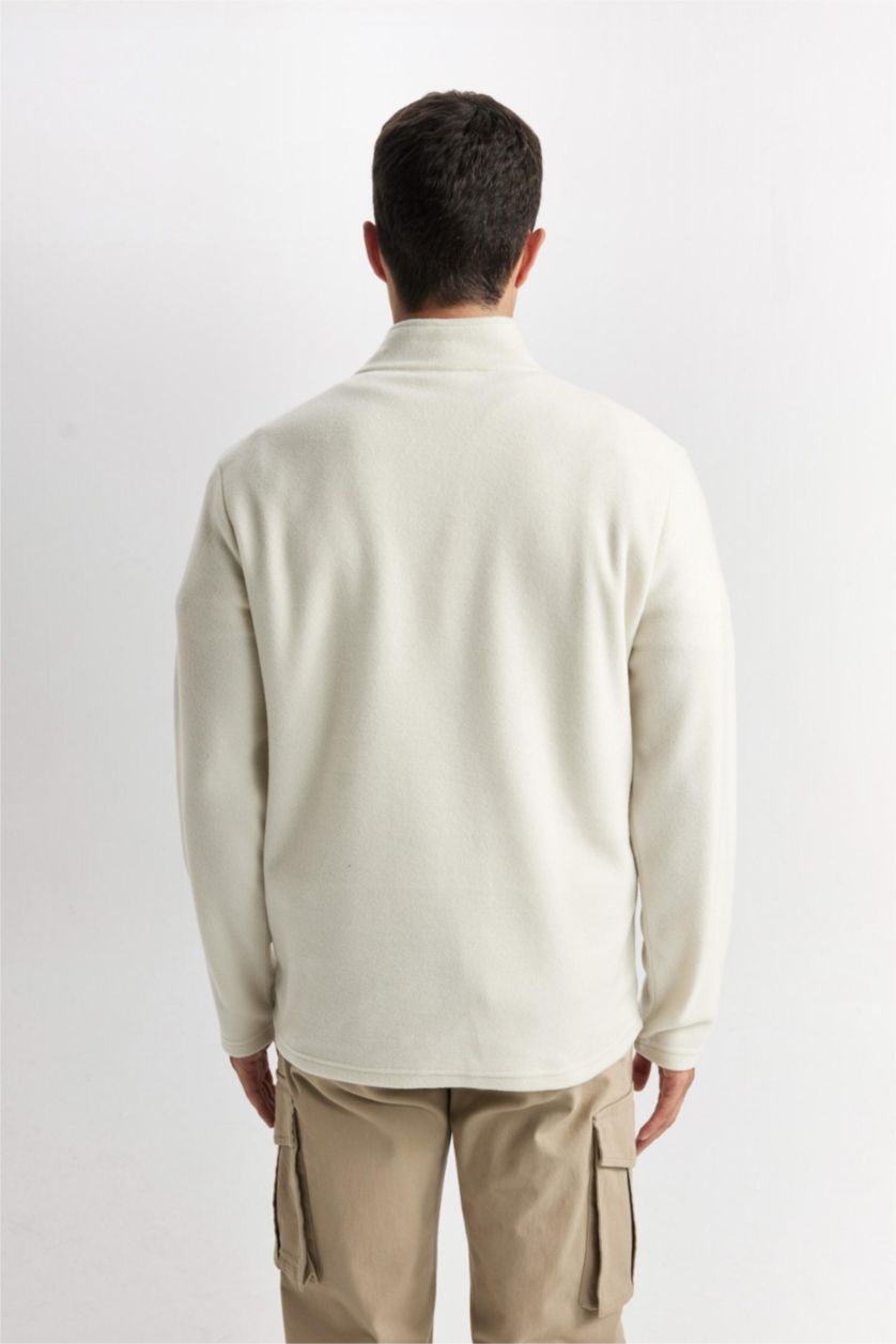 Erkek Ekru Regular Fıt Polar Sweatshirt