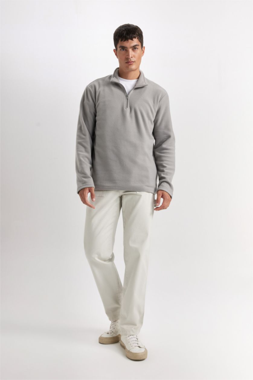 Erkek Gri Regular Fıt Polar Sweatshirt