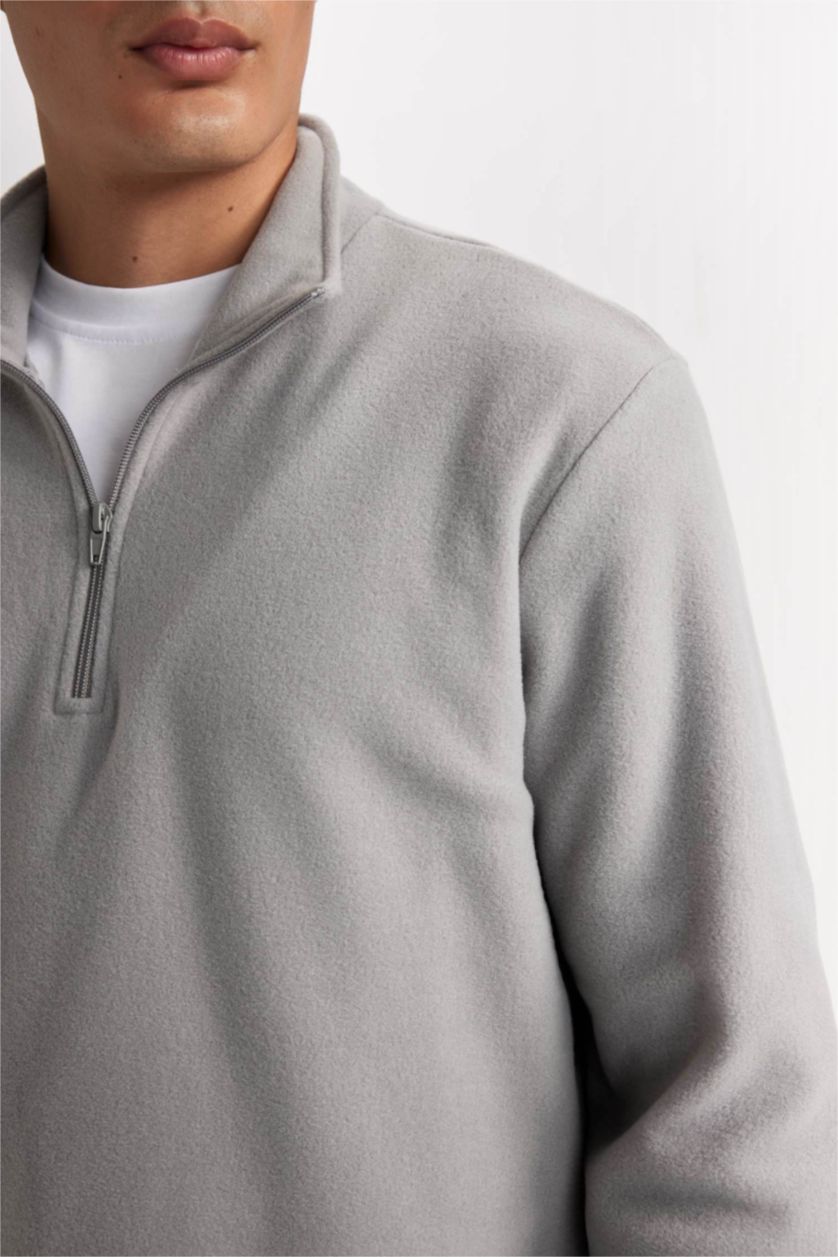 Erkek Gri Regular Fıt Polar Sweatshirt