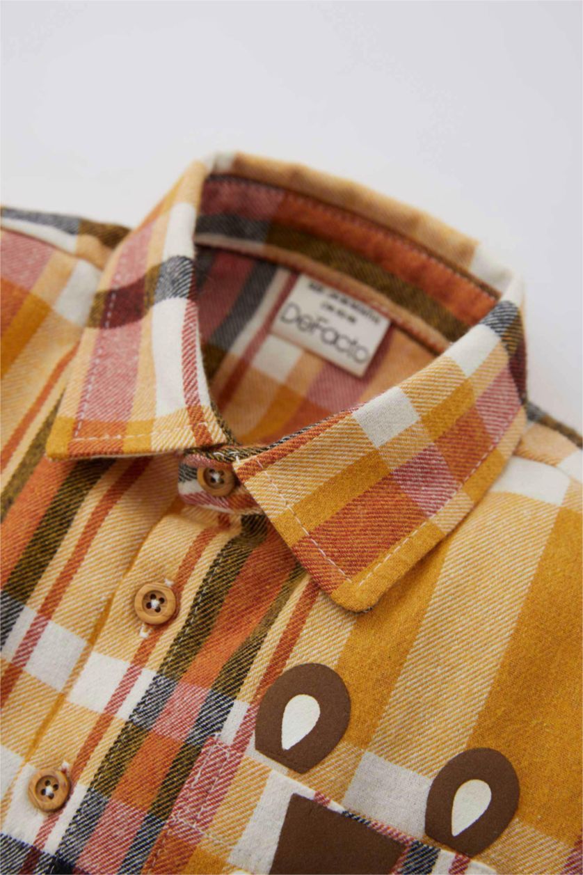 Erkek Bebek Turuncu Erkek Bebek Flanel Uzun Kollu Gömlek