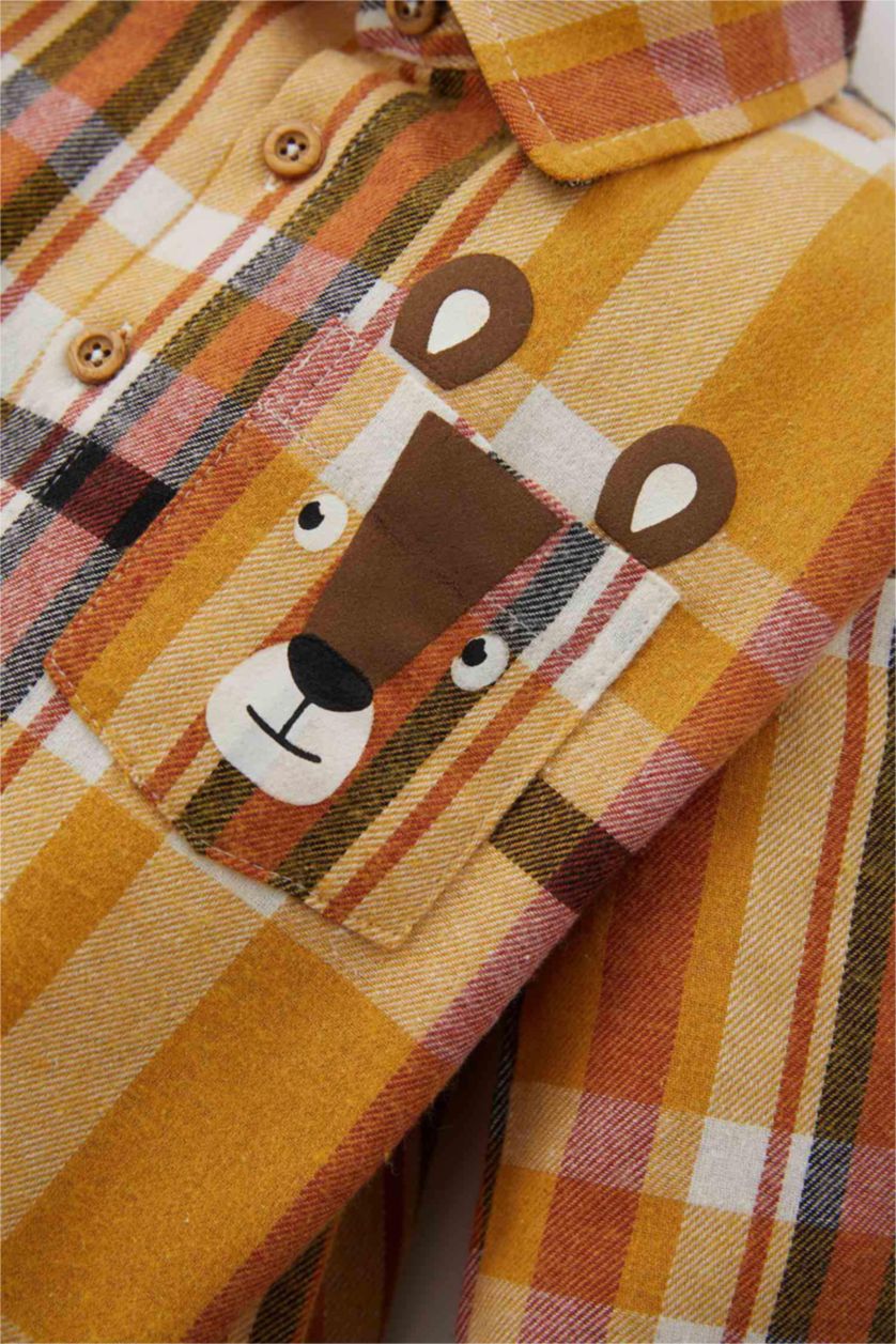 Erkek Bebek Turuncu Erkek Bebek Flanel Uzun Kollu Gömlek