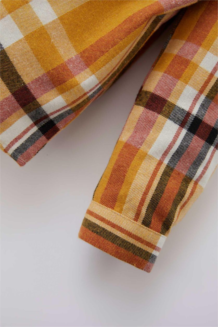 Erkek Bebek Turuncu Erkek Bebek Flanel Uzun Kollu Gömlek