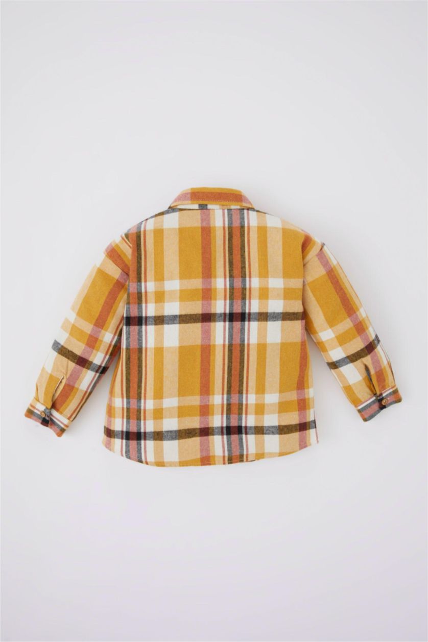 Erkek Bebek Turuncu Erkek Bebek Flanel Uzun Kollu Gömlek