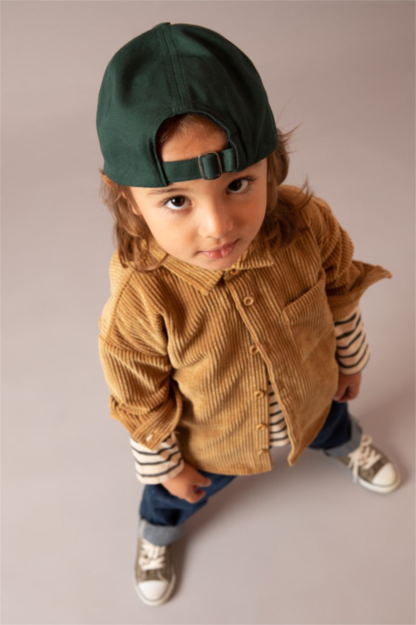 BABY BOY Yellow Baby Boy Shirt Collar Basic Velvet Long Sleeve Shirt