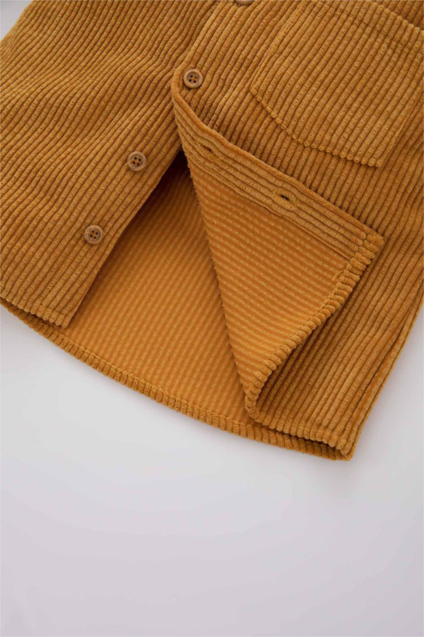 BABY BOY Yellow Baby Boy Shirt Collar Basic Velvet Long Sleeve Shirt