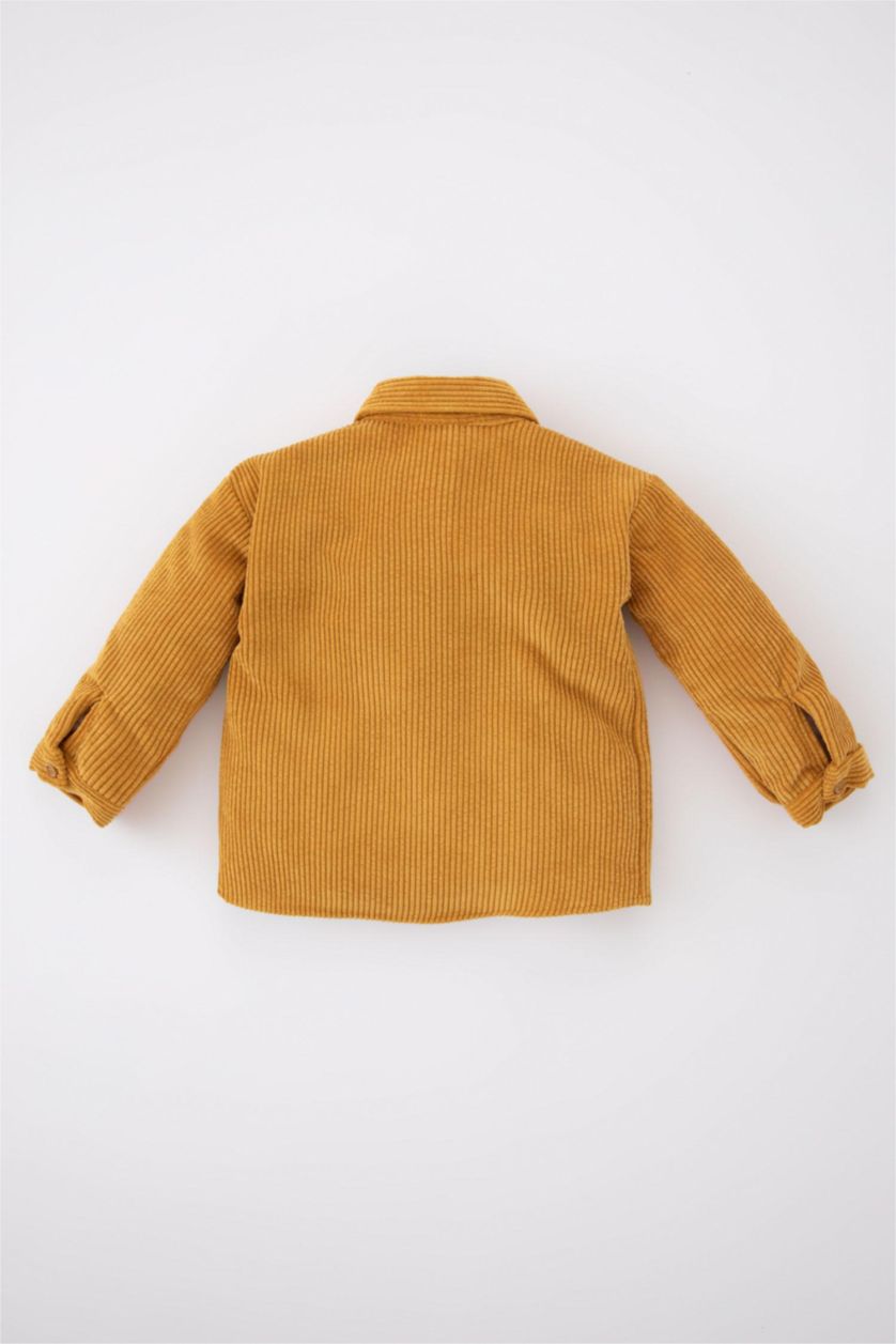 BABY BOY Yellow Baby Boy Shirt Collar Basic Velvet Long Sleeve Shirt